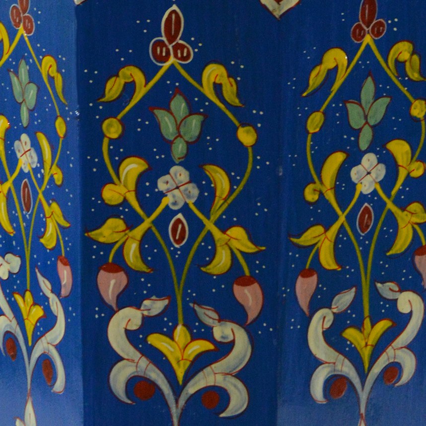 Tall Handmade Wood Table Painted - Blue
