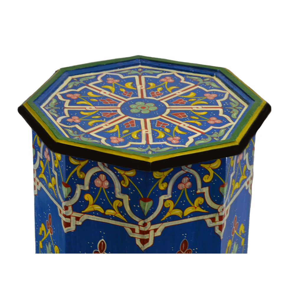 Tall Handmade Wood Table Painted - Blue
