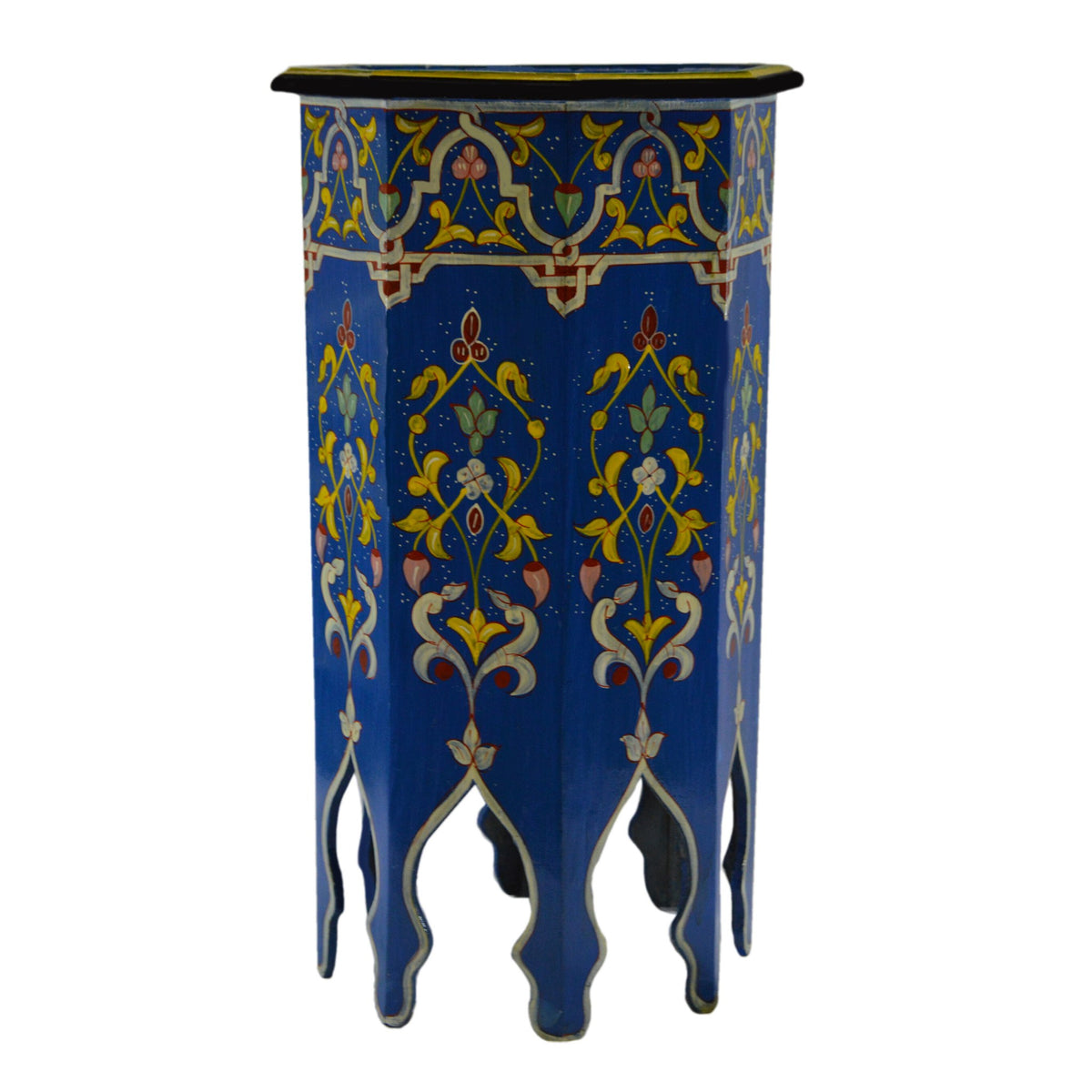 Tall Handmade Wood Table Painted - Blue
