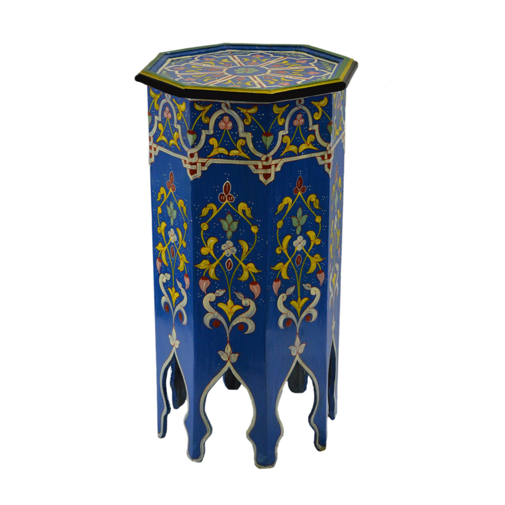 Tall Handmade Wood Table Painted - Blue