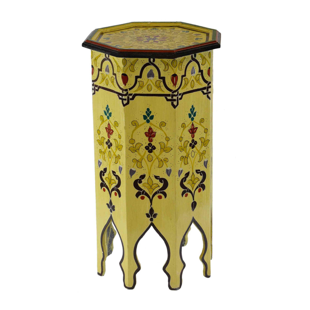 Tall Handmade Wood Table Painted - Light Yellow