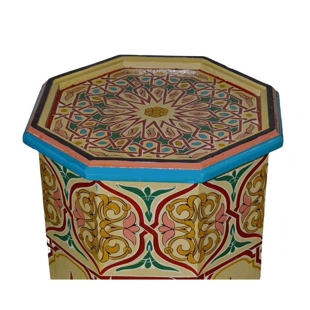 Tall Handmade Wood Table Painted - Beige