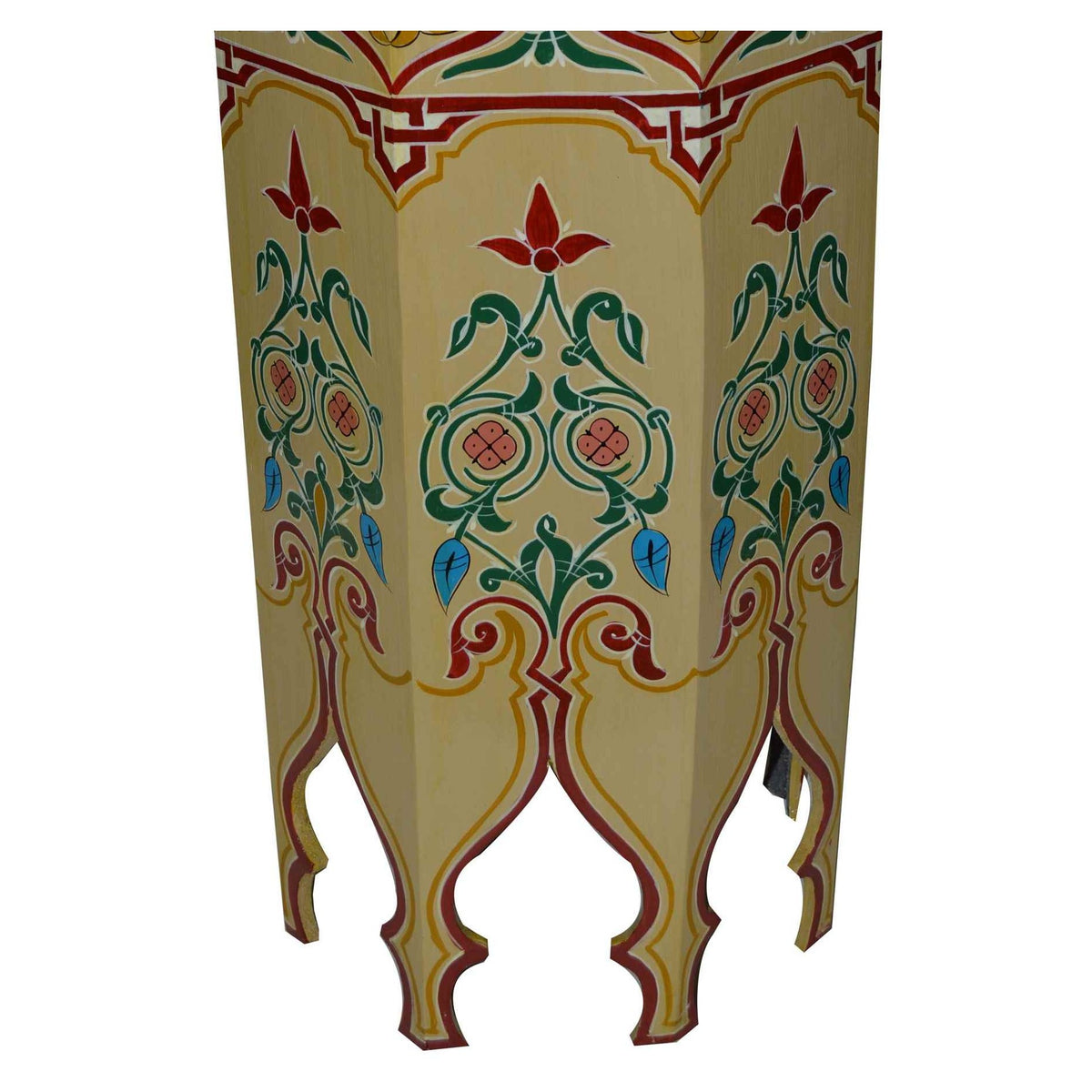 Tall Handmade Wood Table Painted - Beige