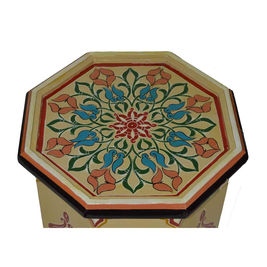 Tall Handmade Wood Table Painted - Beige