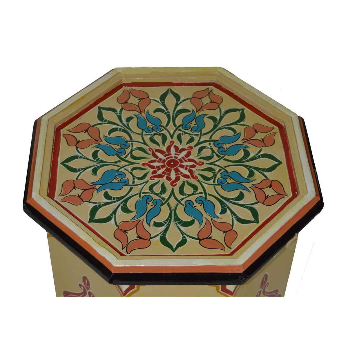 Tall Handmade Wood Table Painted - Beige