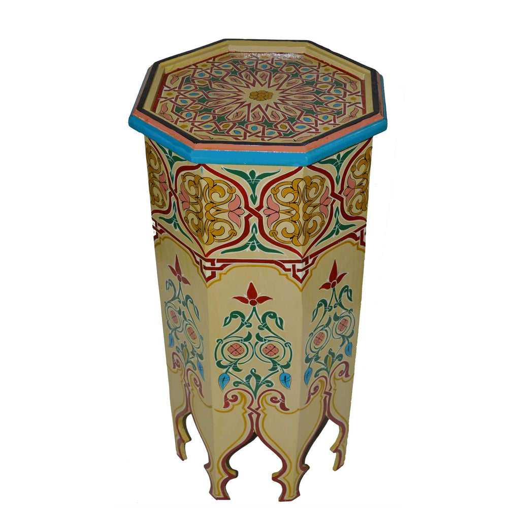 Tall Handmade Wood Table Painted - Beige