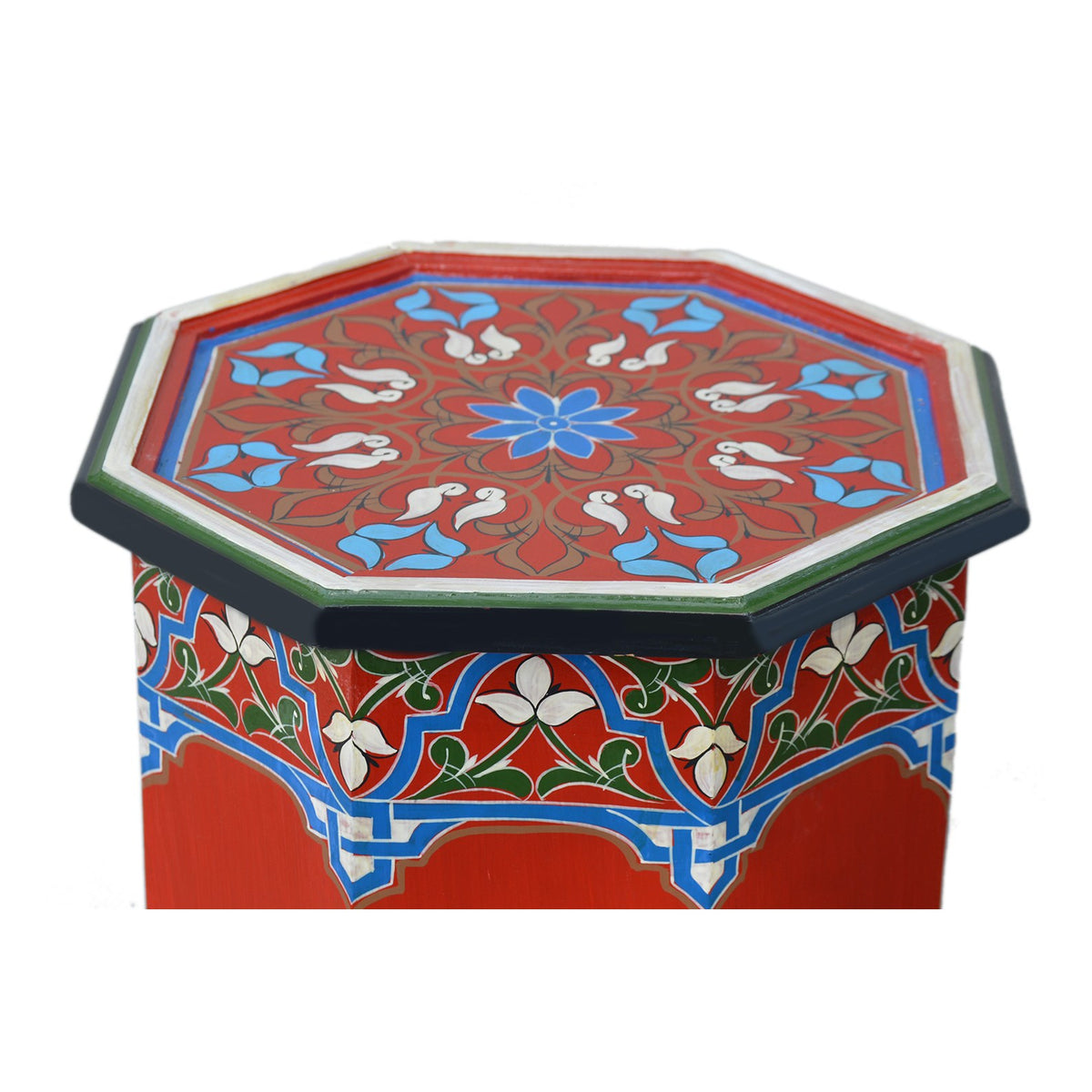 Tall Handmade Wood Table Painted - Red
