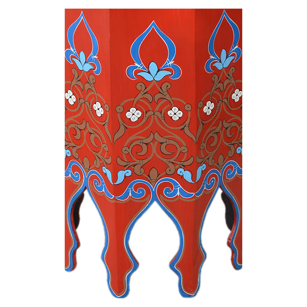 Tall Handmade Wood Table Painted - Red