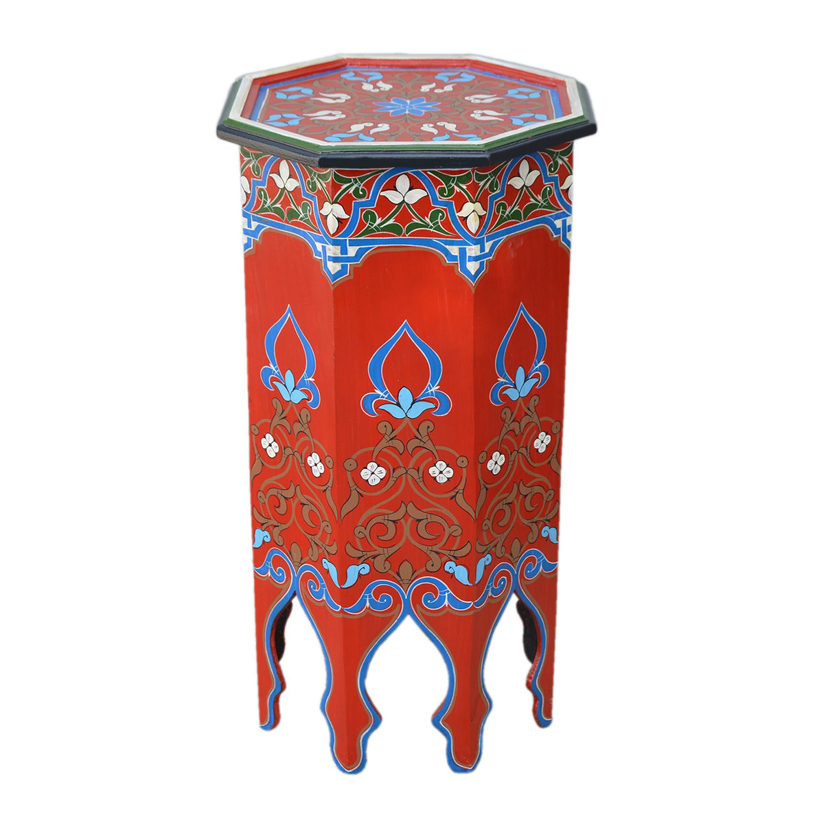 Tall Handmade Wood Table Painted - Red