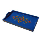 Handmade Moroccan Wood Tray - Blue