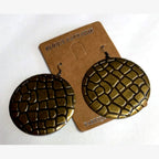 Turtle Shell Disc Earrings Bronze