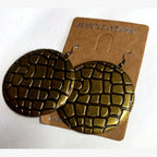 Turtle Shell Disc Earrings Bronze