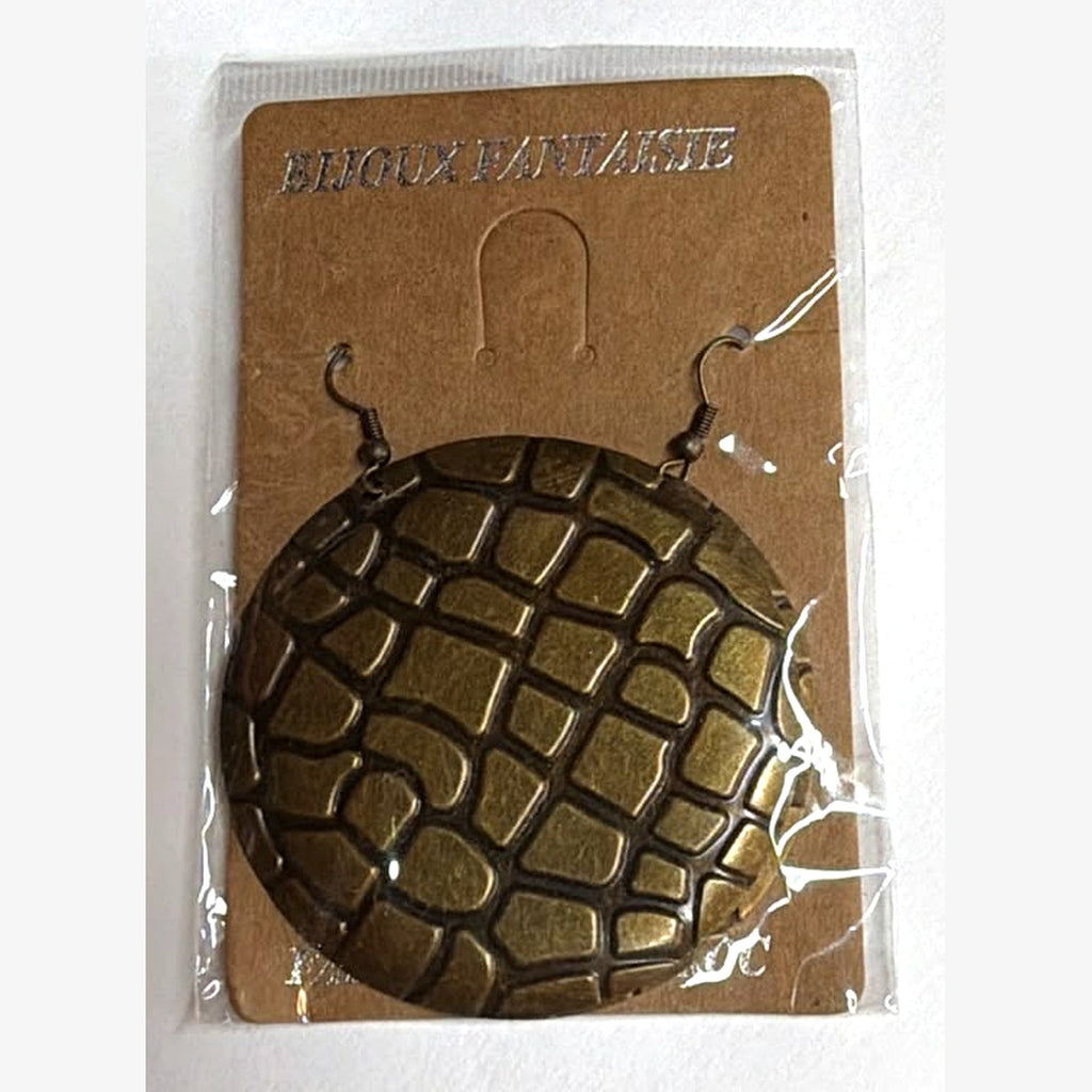 Turtle Shell Disc Earrings Bronze