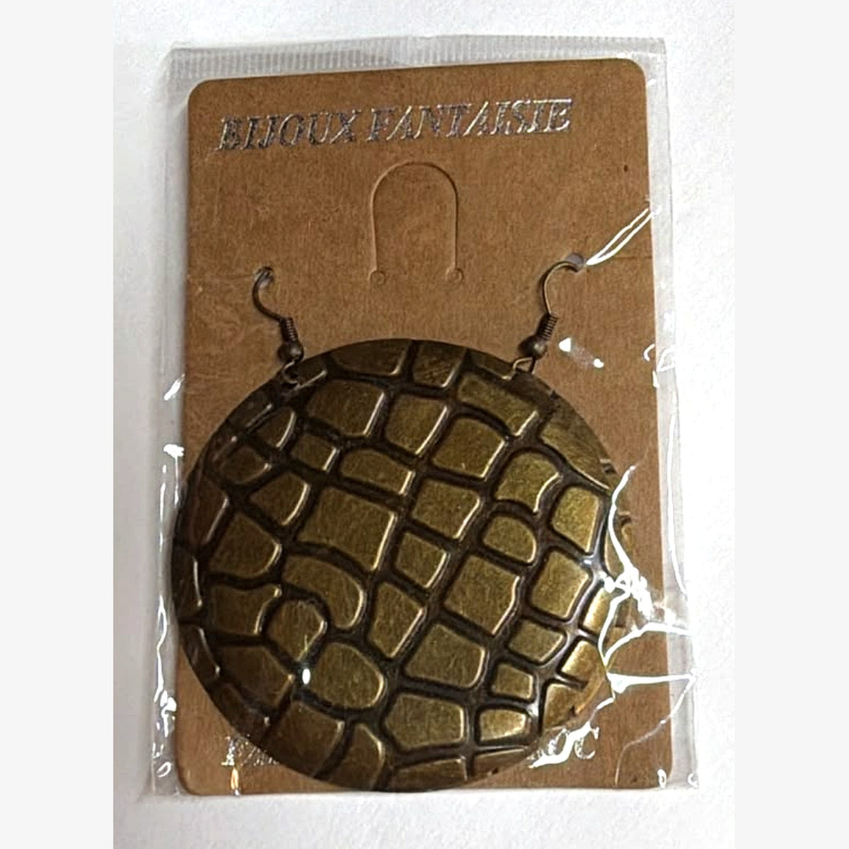 Turtle Shell Disc Earrings Bronze