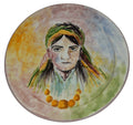 Village Berber Woman Hand Painted Ceramic Plate X-Large 14 inches