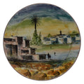 Village Palm Tree Town Hand Painted Ceramic Plate X-Large 14 inches