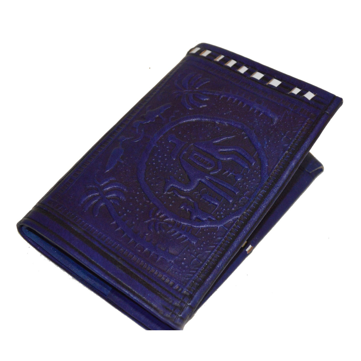 Medium Leather Bi fold Handmade Wallet - Blue