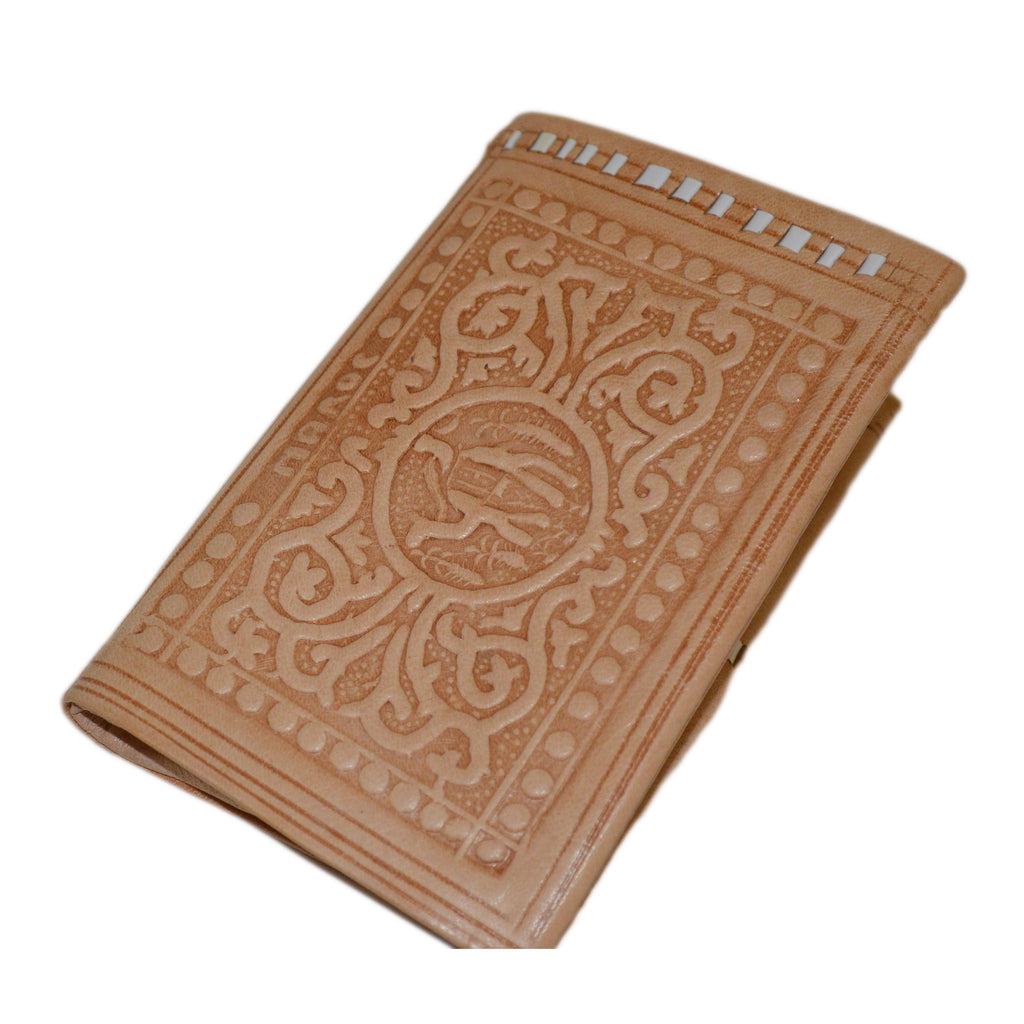 Medium Leather Bi fold Handmade Wallet - Beige