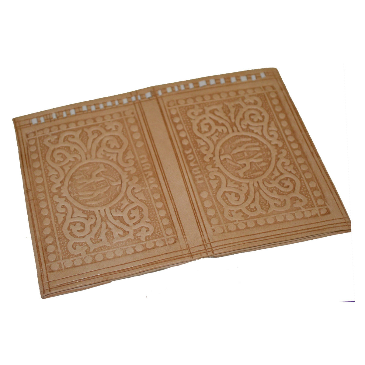 Medium Leather Bi fold Handmade Wallet - Beige