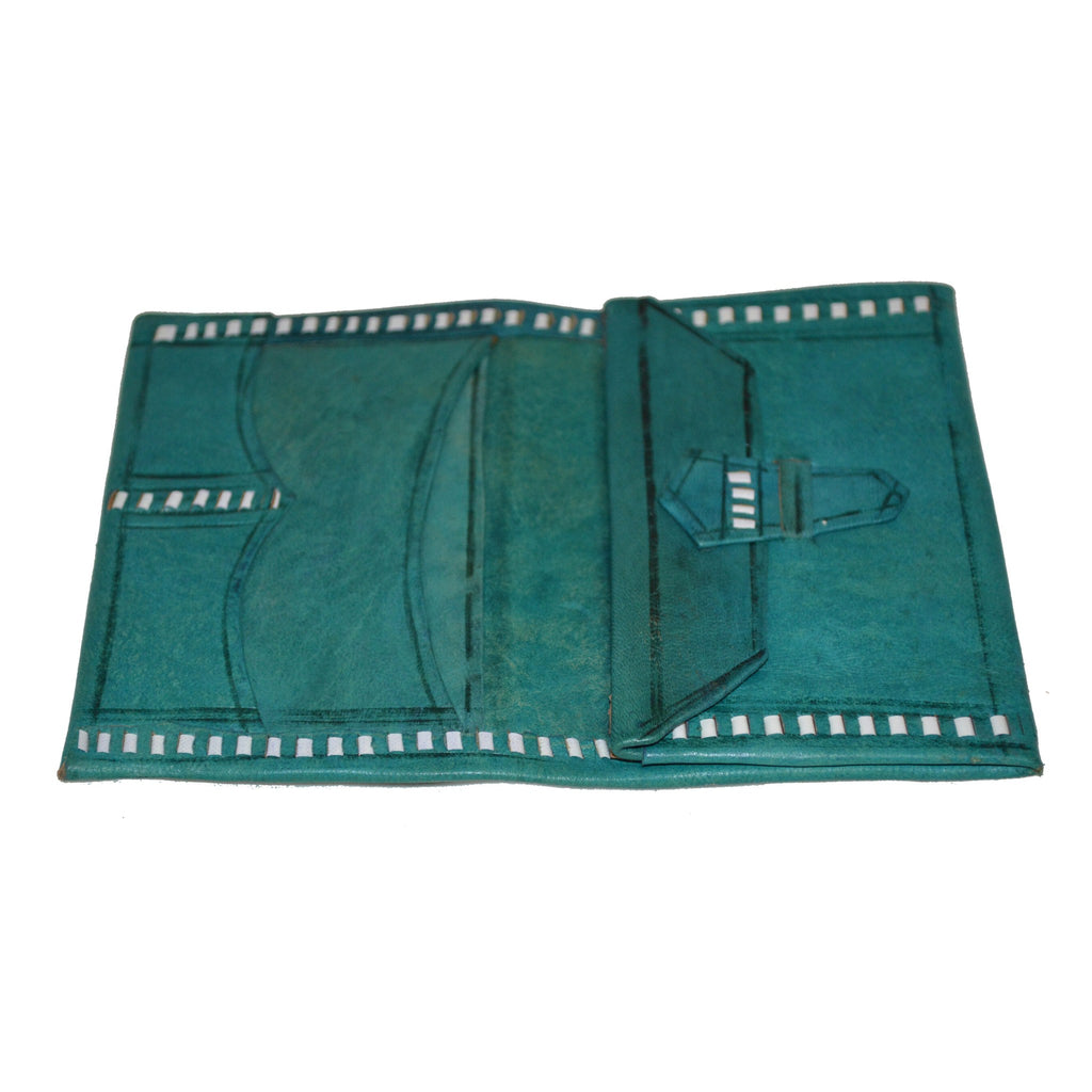 Medium Leather Bi fold Handmade Wallet - Green