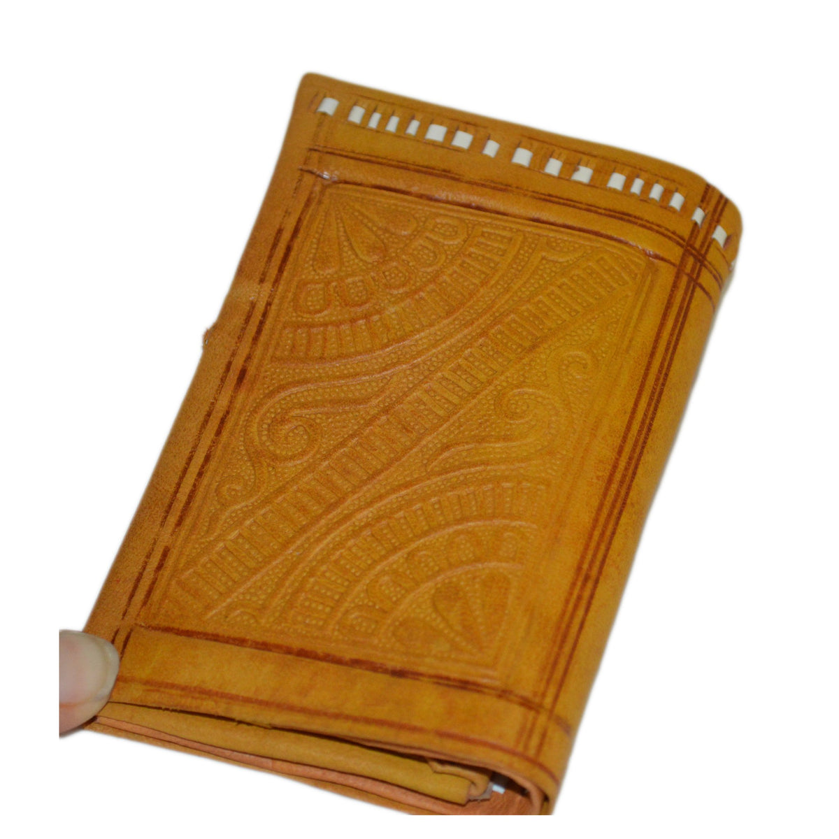 Medium Leather Bi fold Handmade Wallet - Yellow