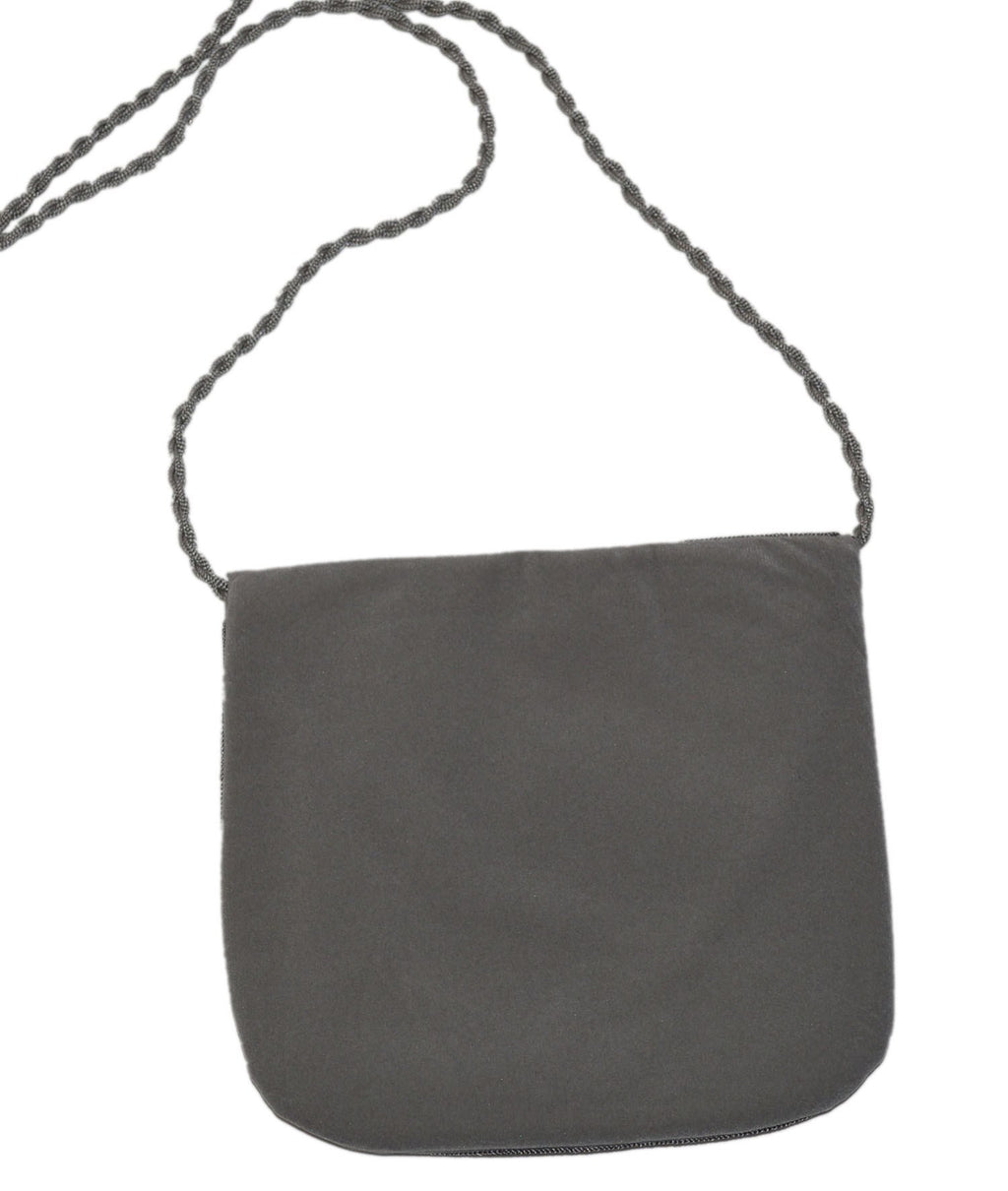 Yasmina Large Embroidered Suede Purse Gray - Gray
