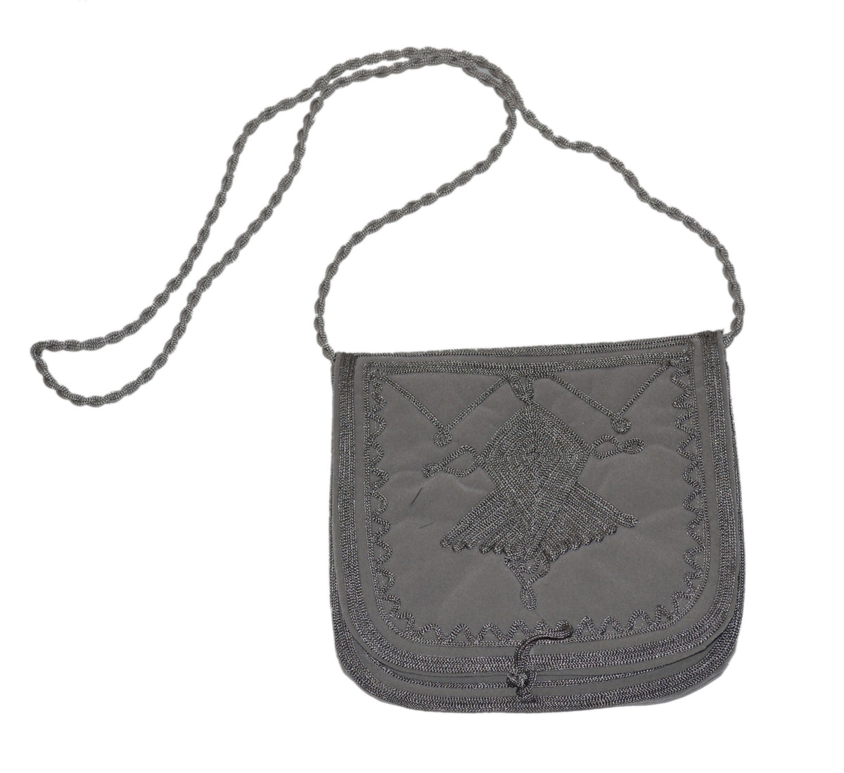 Yasmina Large Embroidered Suede Purse Gray - Gray