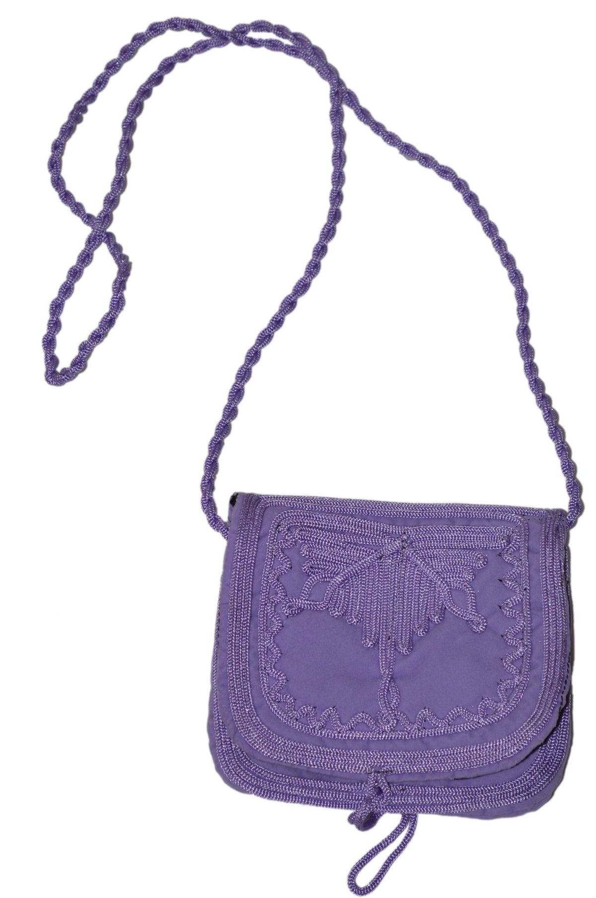 Yasmina Small Embroidered Suede Purse - Lavender
