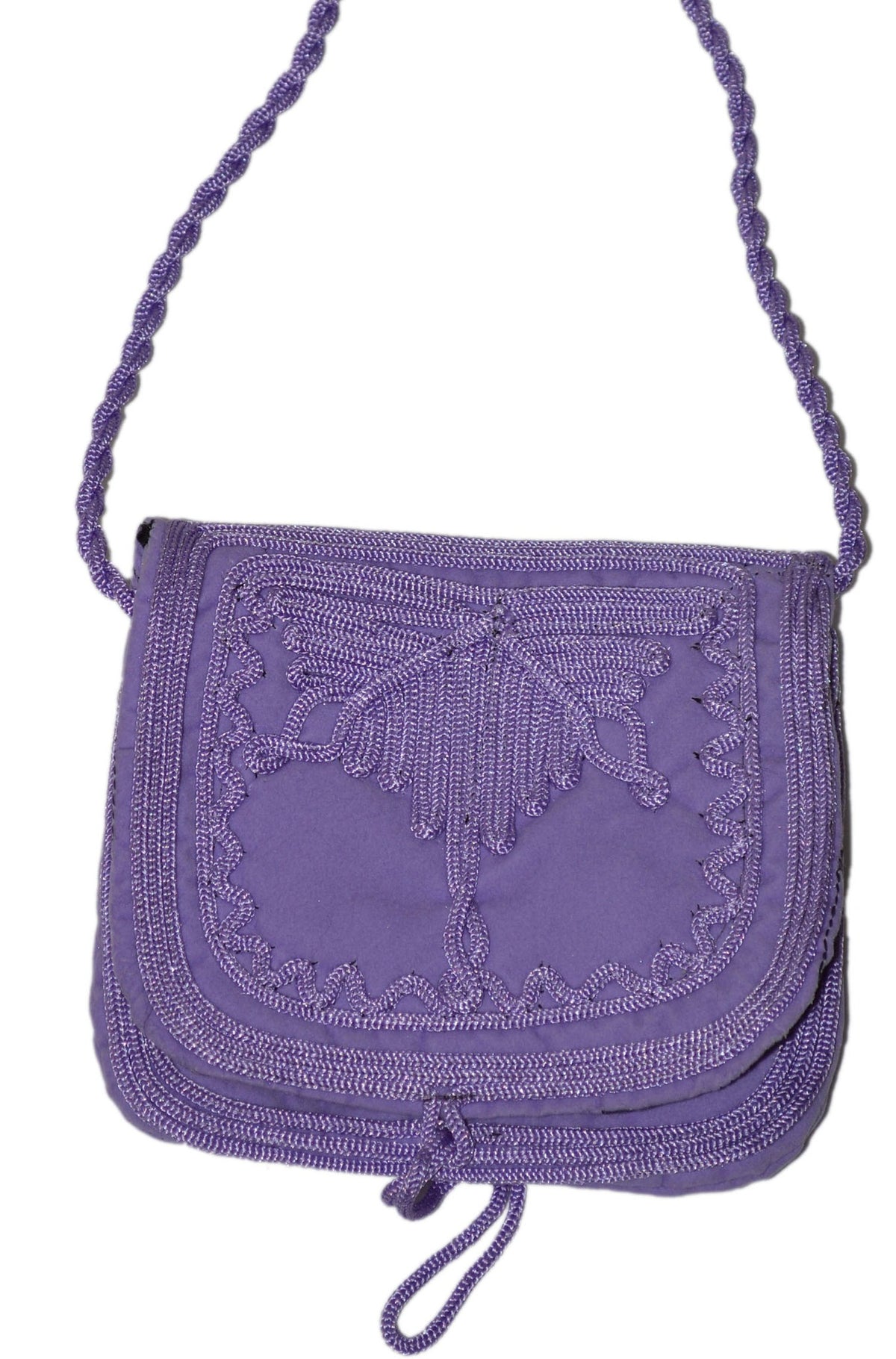 Yasmina Small Embroidered Suede Purse - Lavender