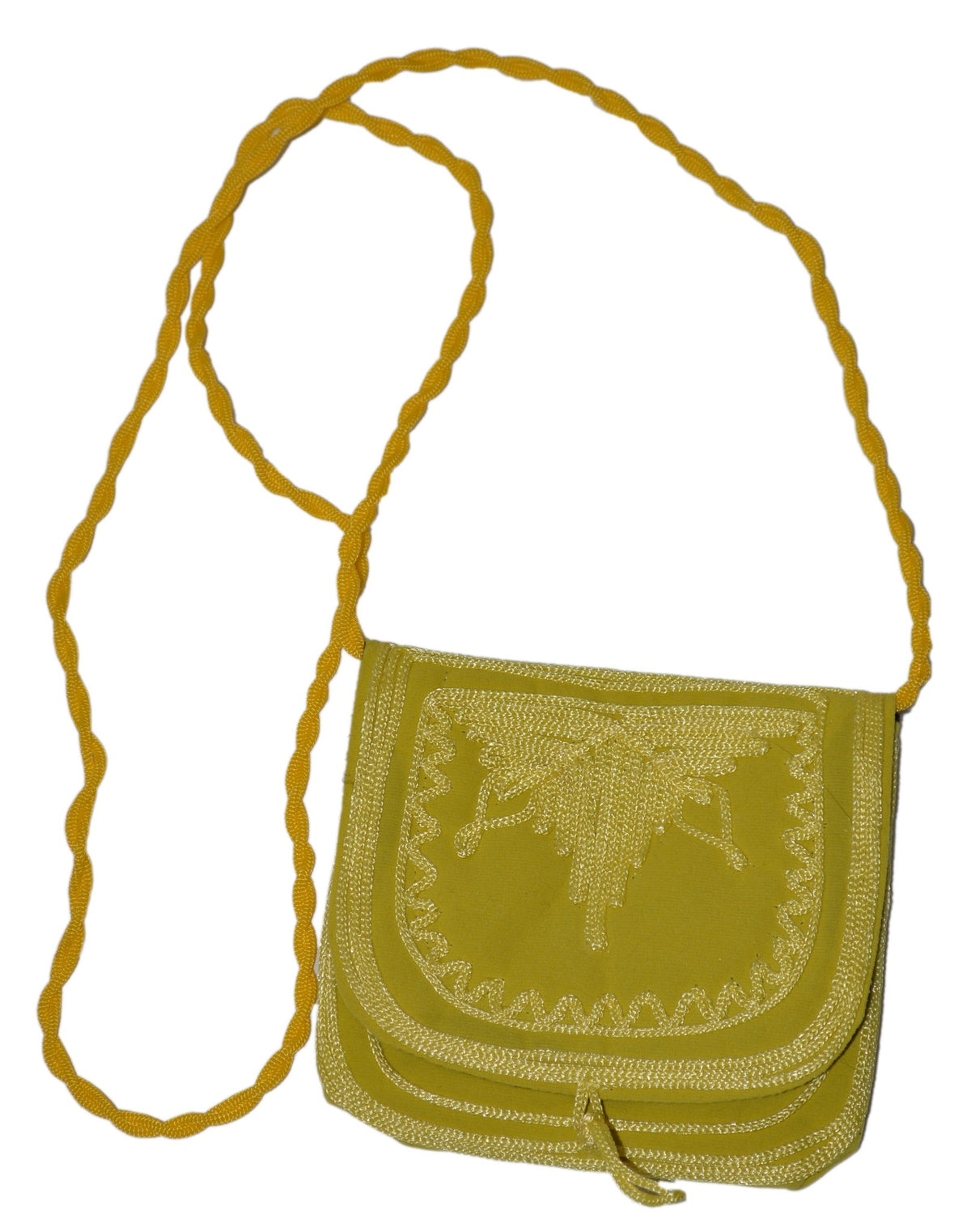 Yasmina Small Embroidered Suede Purse - Yellow