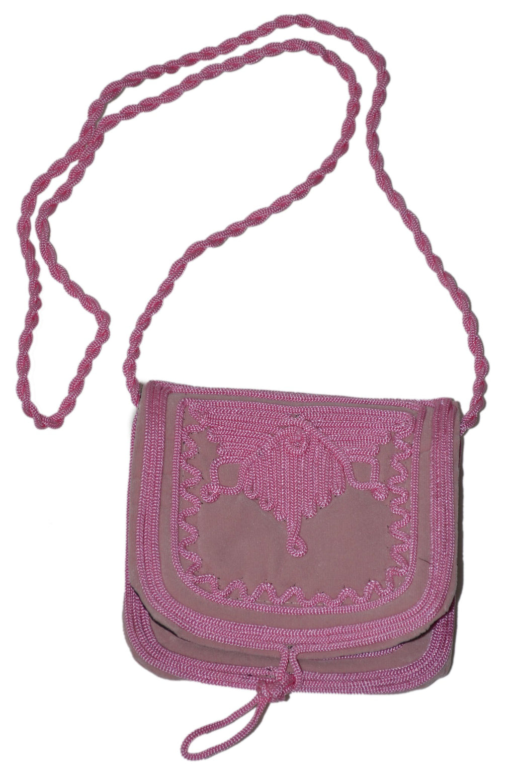 Yasmina Small Embroidered Suede Purse - Pink