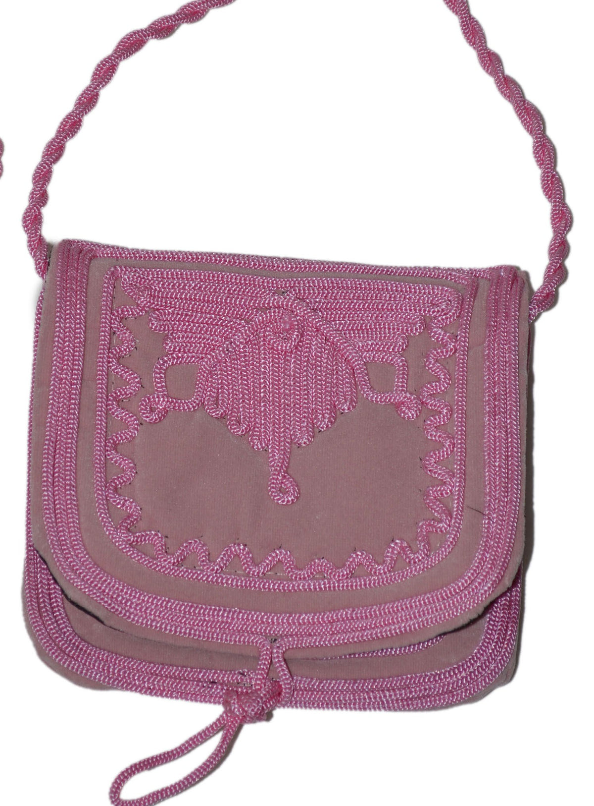 Yasmina Small Embroidered Suede Purse - Pink