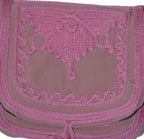 Yasmina Small Embroidered Suede Purse - Pink