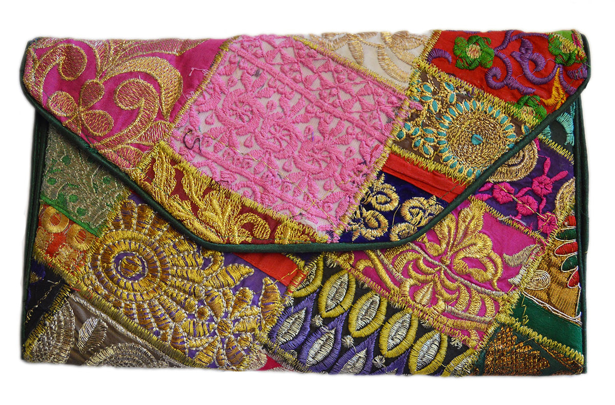 Zakia Patchwork Pouch - Green