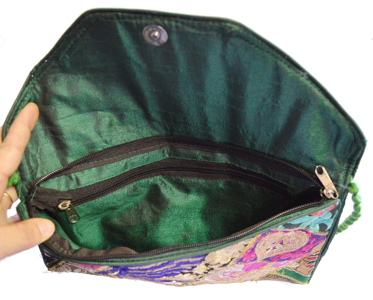 Zakia Patchwork Pouch - Green