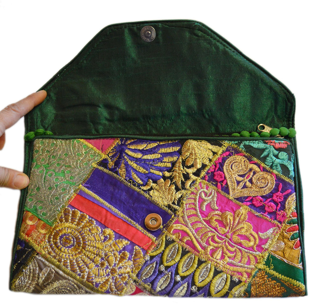 Zakia Patchwork Pouch - Green