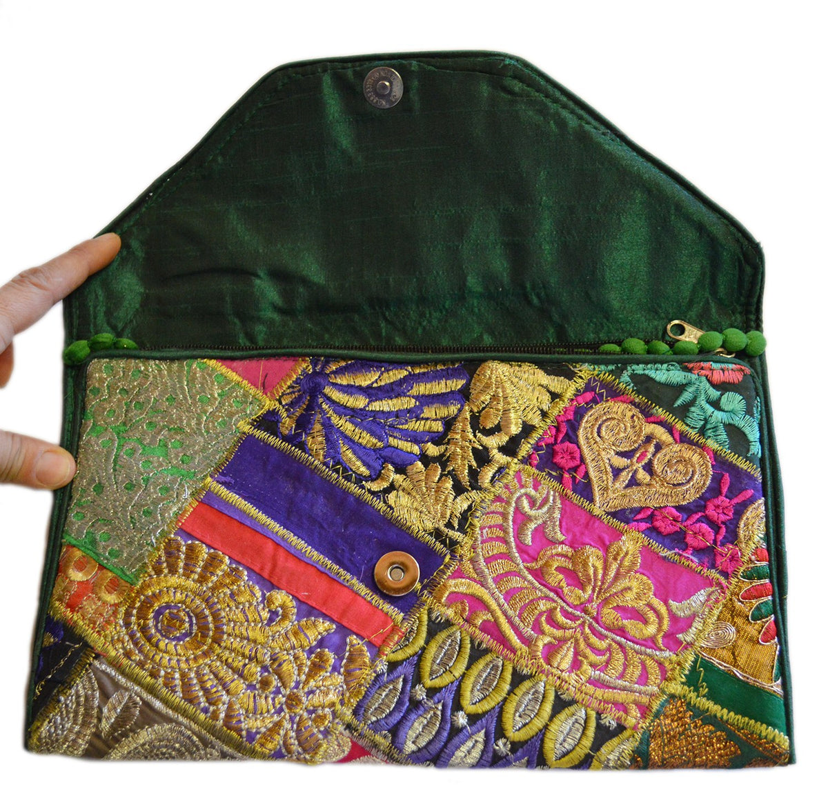Zakia Patchwork Pouch - Green