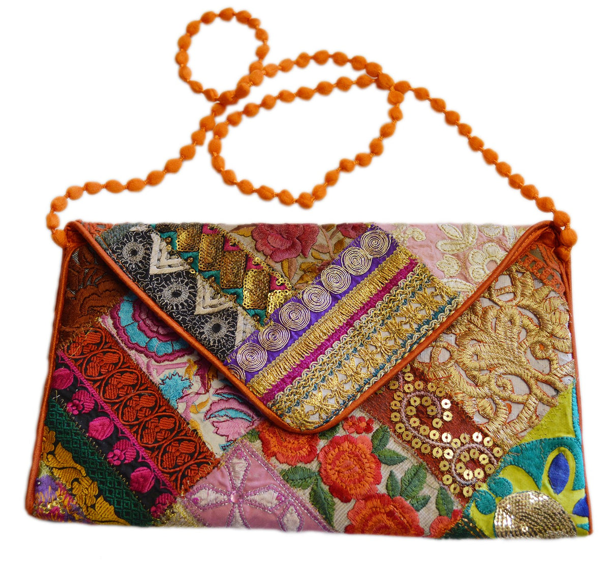 Zakia Patchwork Pouch - Orange