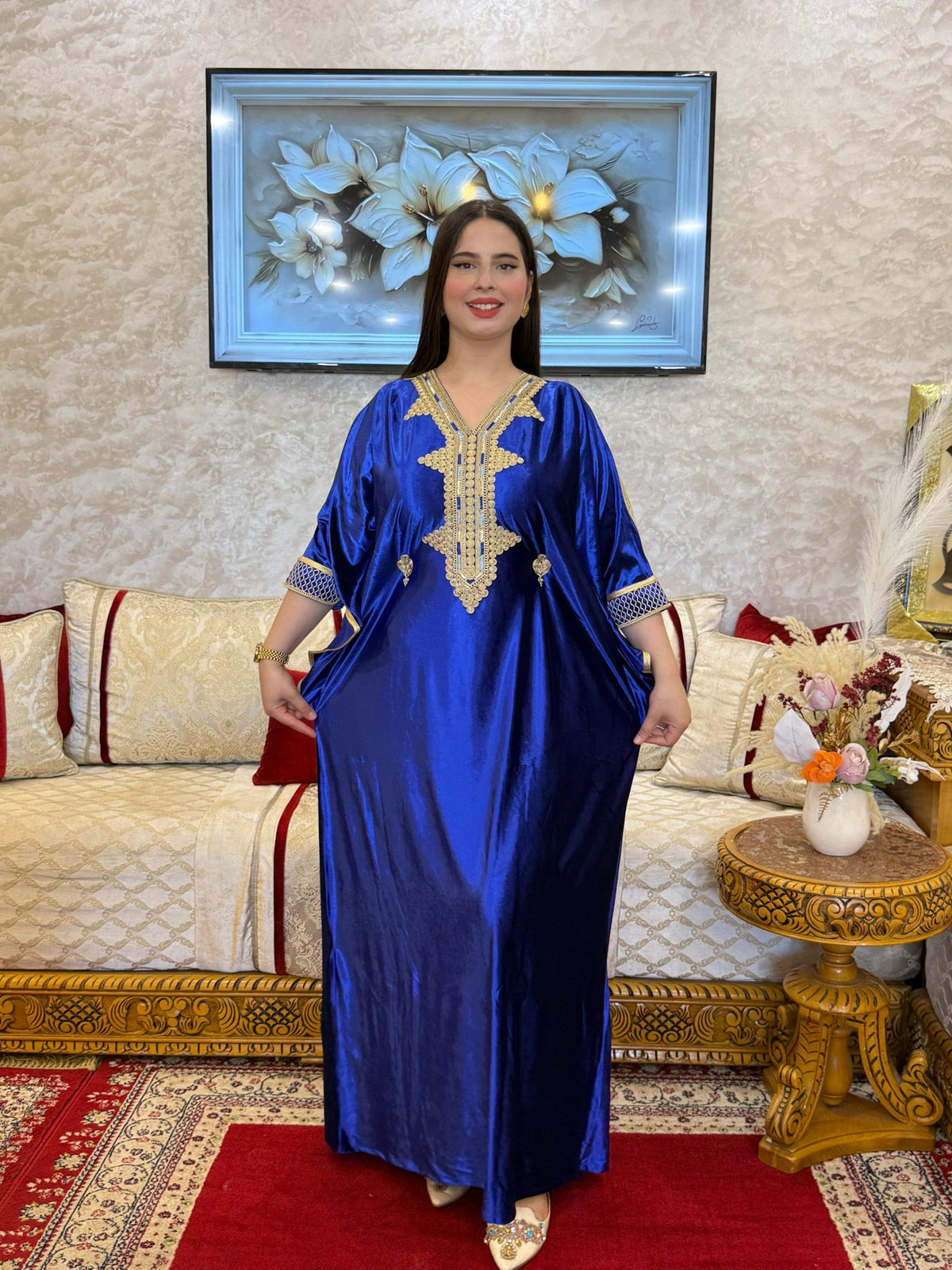 Zineb Moroccan Woman Casual Kaftan - Royal Blue