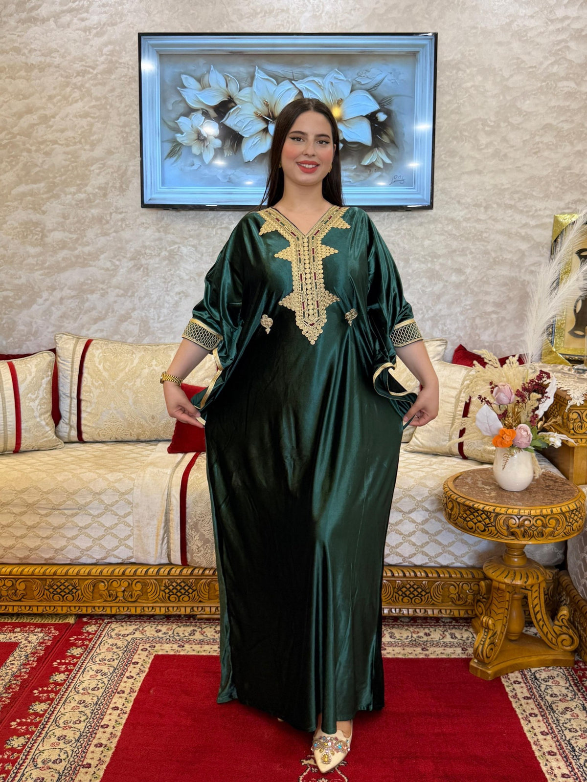 Zineb Moroccan Woman Casual Kaftan - Green