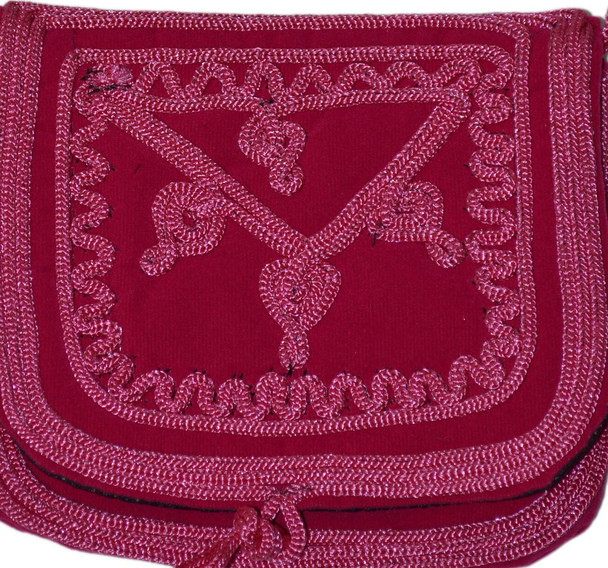 Zineb Small Embroidered Suede Purse Fuchsia - Fuchsia