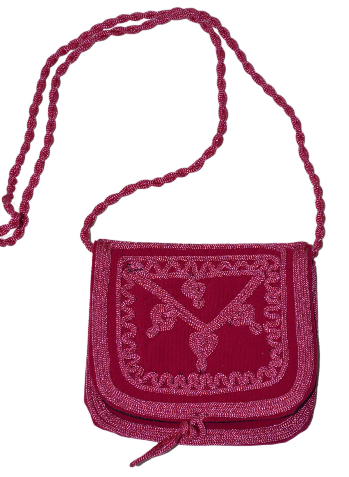 Zineb Small Embroidered Suede Purse Fuchsia - Fuchsia