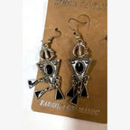 Zohra Black Enamel Triangle Earrings Silver