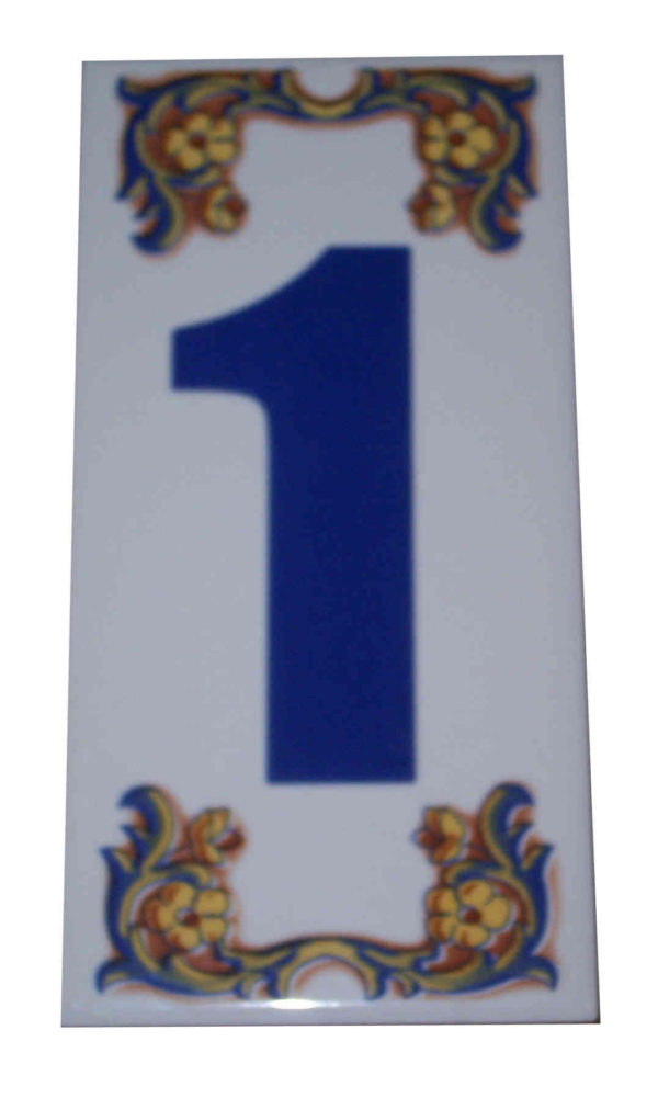 Decorative House Numbers Ceramic Tile number 1-0