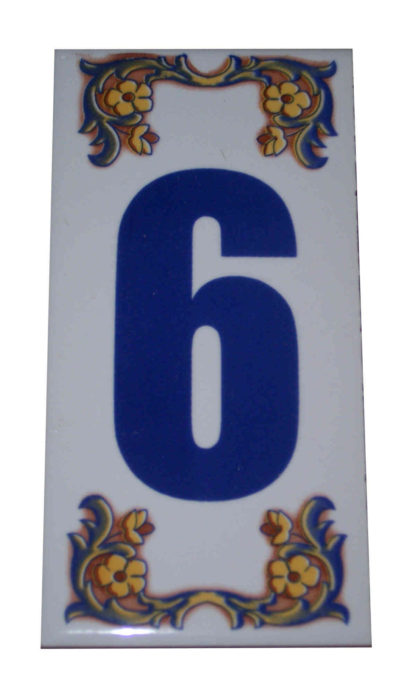Decorative House Numbers Ceramic Tile number 6-0