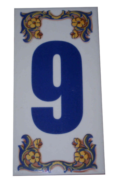 Decorative House Numbers Ceramic Tile number 9-0