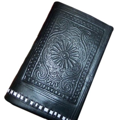 Black Leather Folding Wallet Medium-0