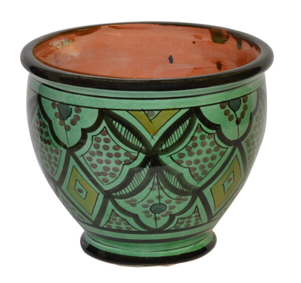Large Safi Green Moroccan Handmade Ceramic Flower Pot