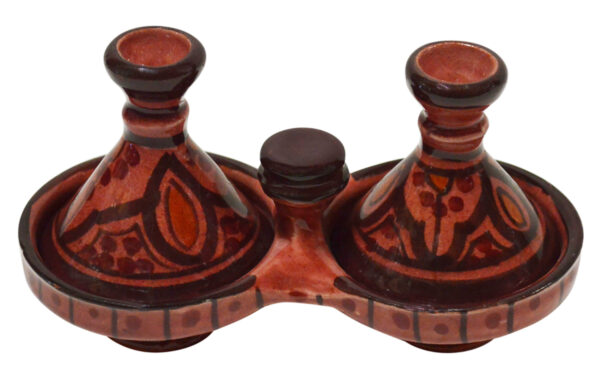 Red Moroccan Ceramic Double Spice Holder