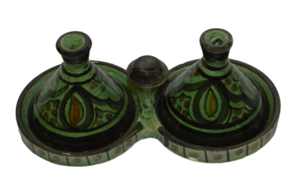 Ceramic Double Spice Holder Green 2